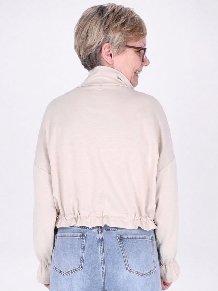 Jacke Damen Sweat Tunnelzug aufgesetzte Taschen kurz