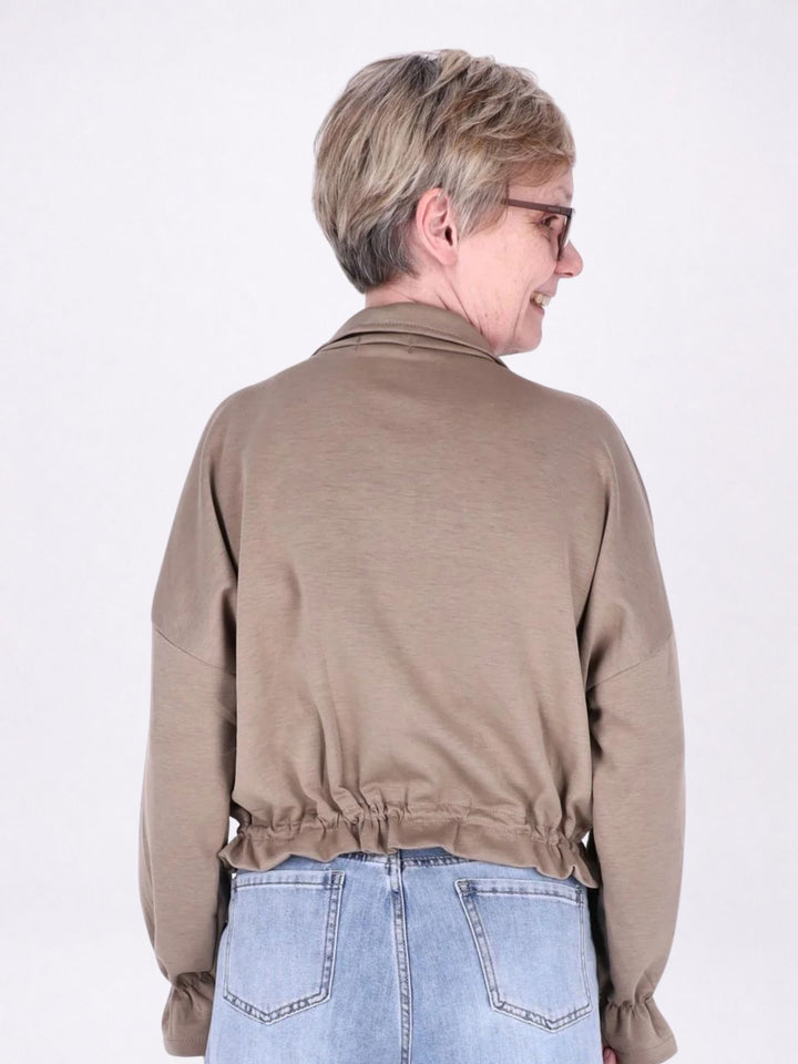 Jacke Damen Sweat Tunnelzug aufgesetzte Taschen kurz