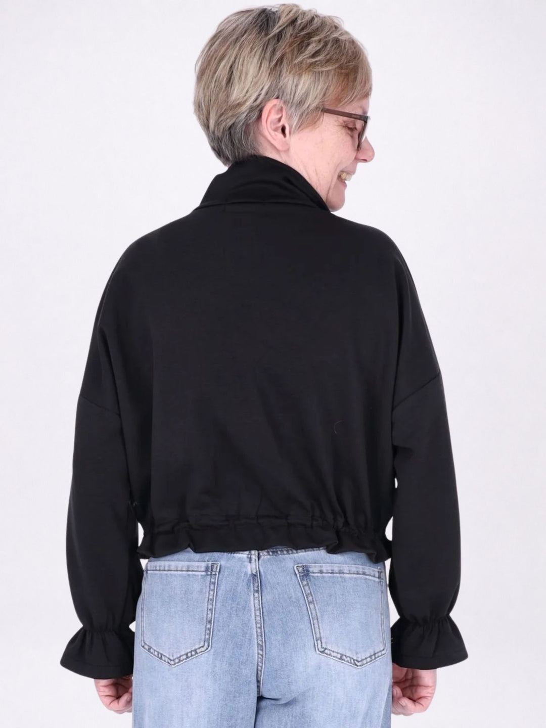 Jacke Damen Sweat Tunnelzug aufgesetzte Taschen kurz
