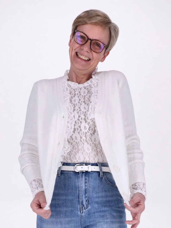 Strickjacke Damen Rüschen