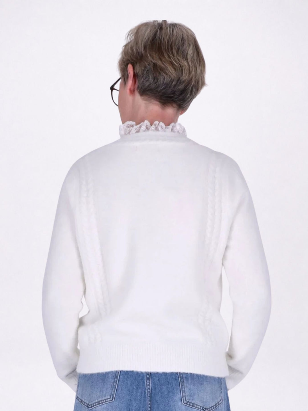 Strickjacke Damen Rüschen