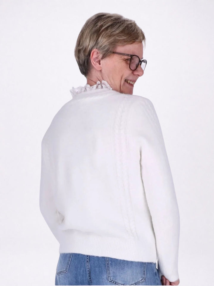 Strickjacke Damen Rüschen