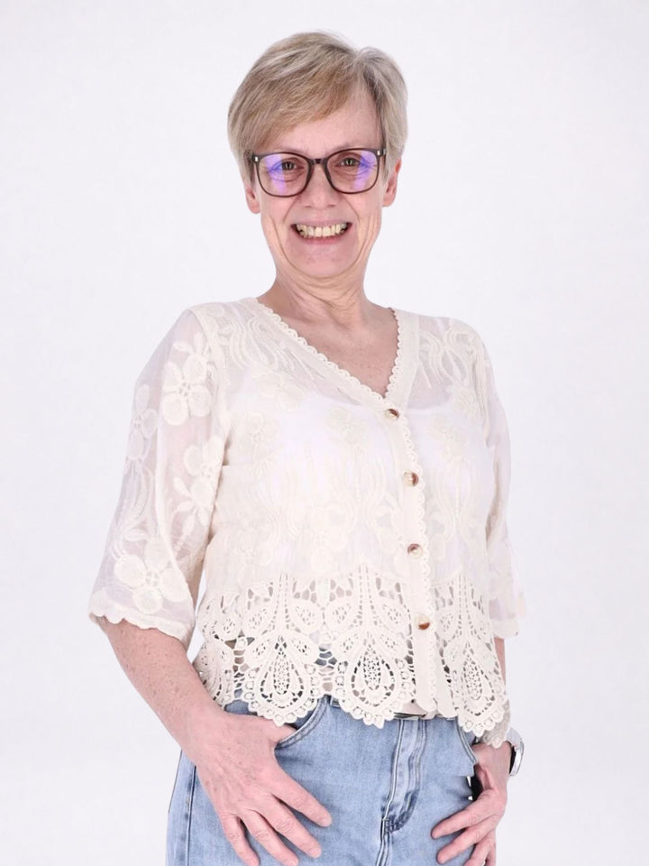 Strickjacke Damen BOHO 3/4 Arm
