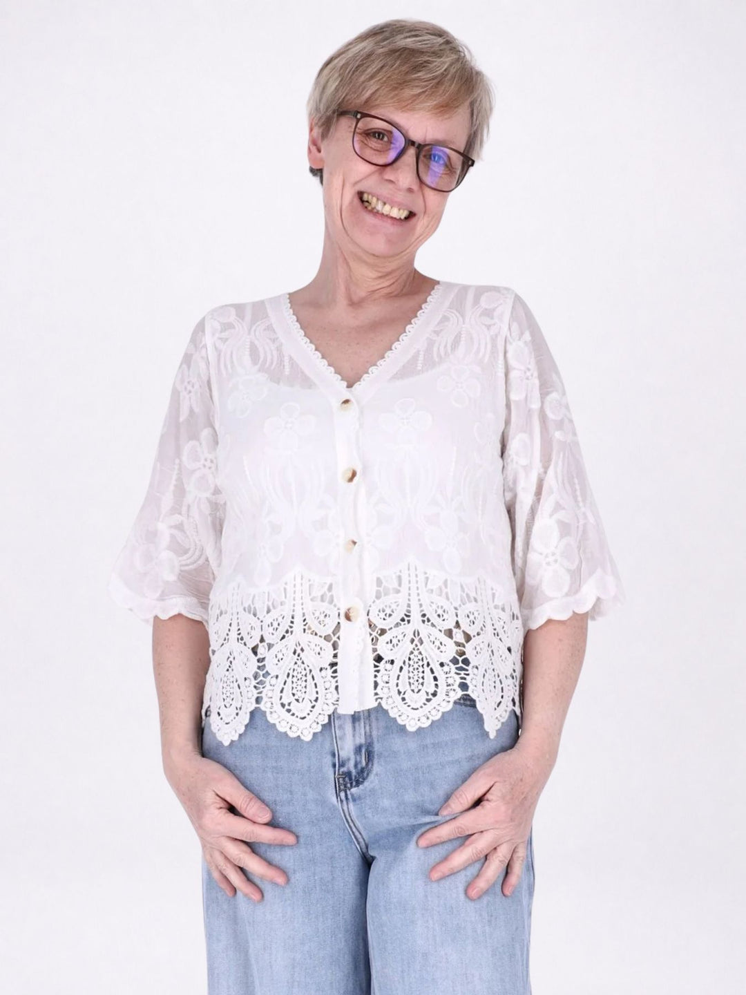 Strickjacke Damen BOHO 3/4 Arm