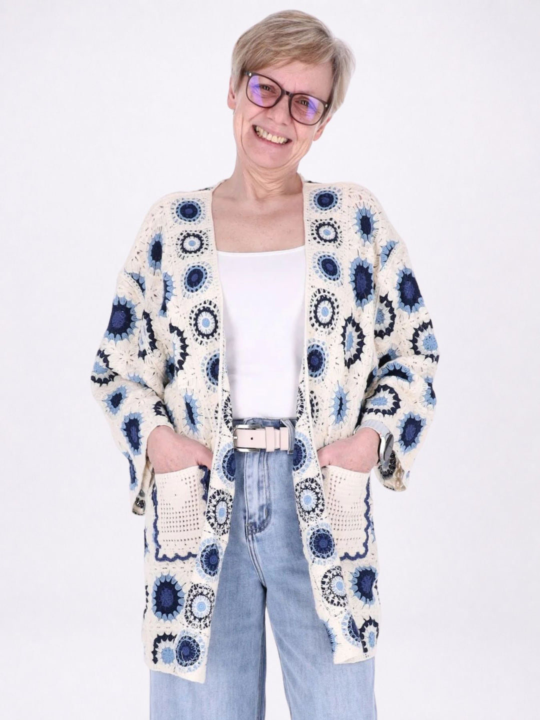 Strickjacke Häkel Damen Granny