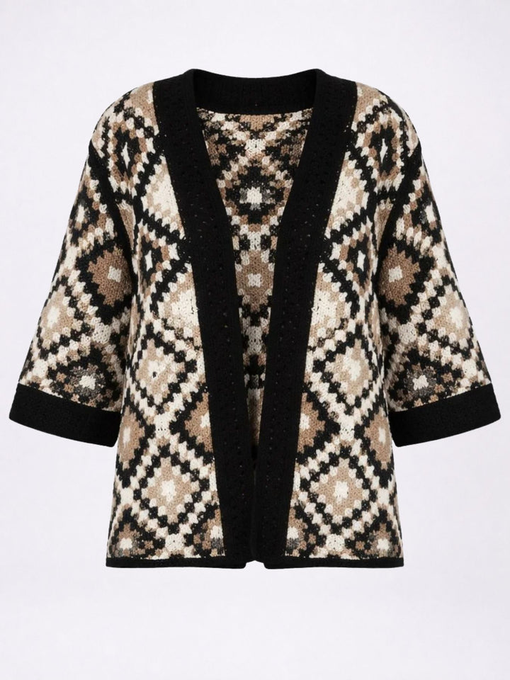 Strickjacke Häkel Damen kurz 3/4 Arm