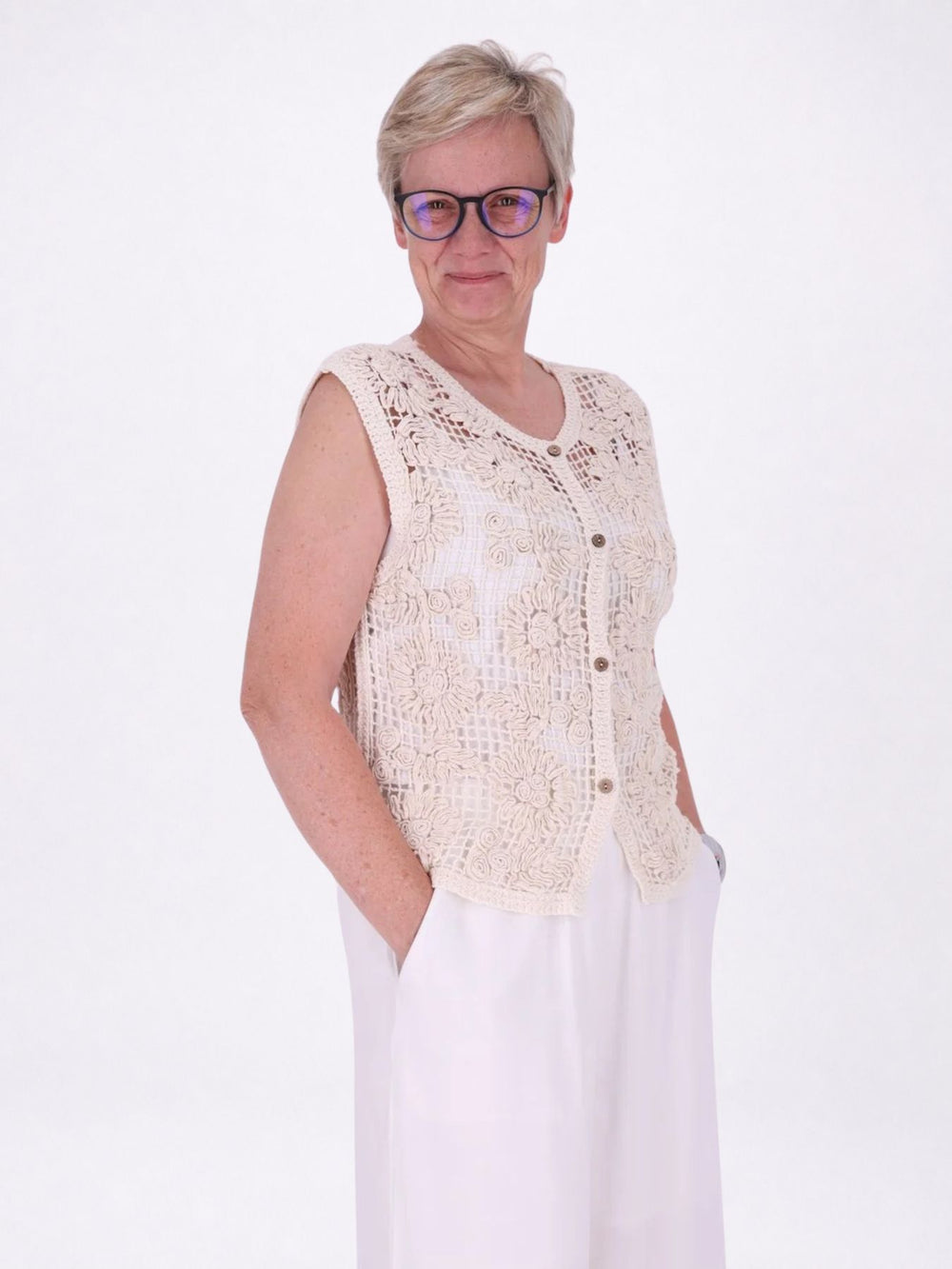 Häkel Weste Damen Knöpfe