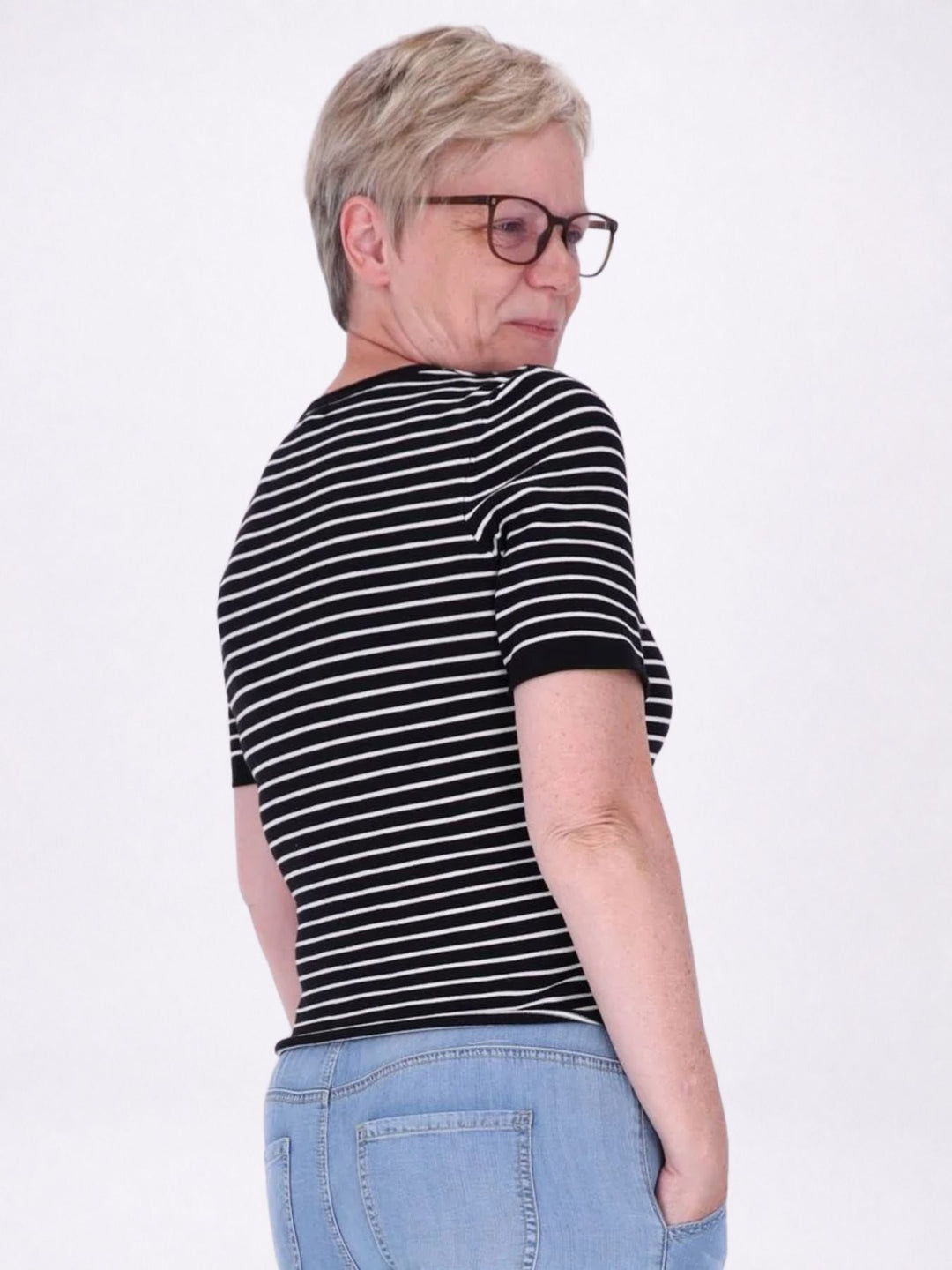 T-Shirt Damen Feinstrick Ringel