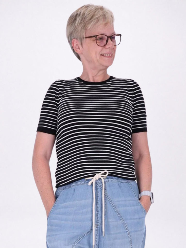 T-Shirt Damen Feinstrick Ringel