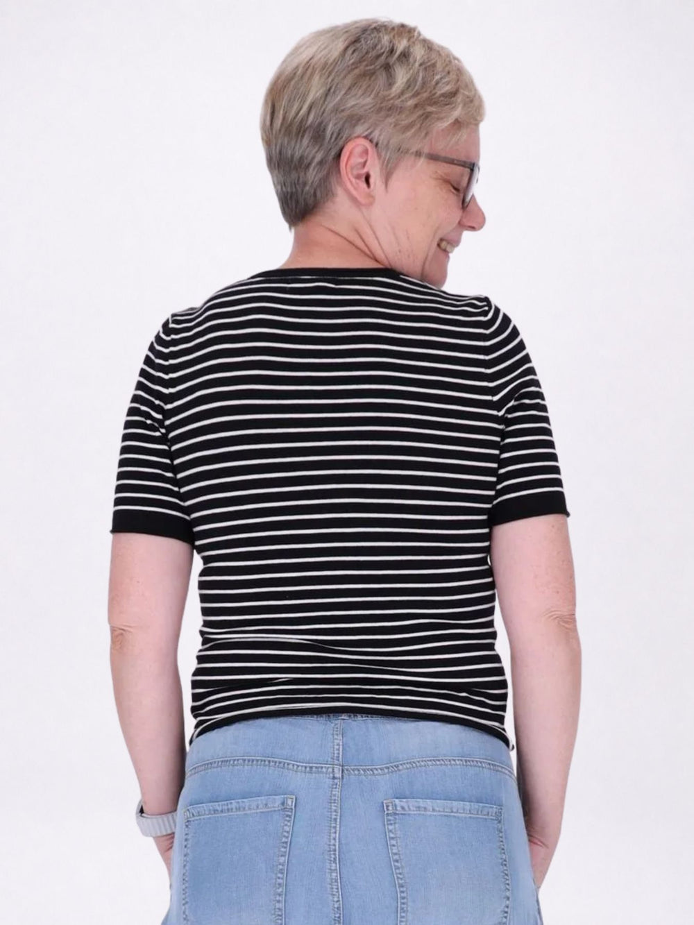 T-Shirt Damen Feinstrick Ringel