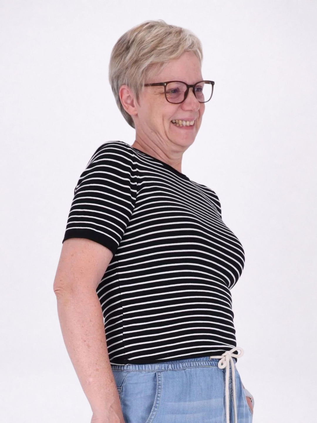 T-Shirt Damen Feinstrick Ringel