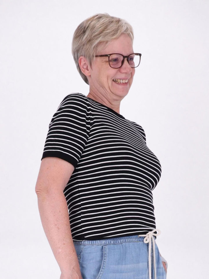 T-Shirt Damen Feinstrick Ringel