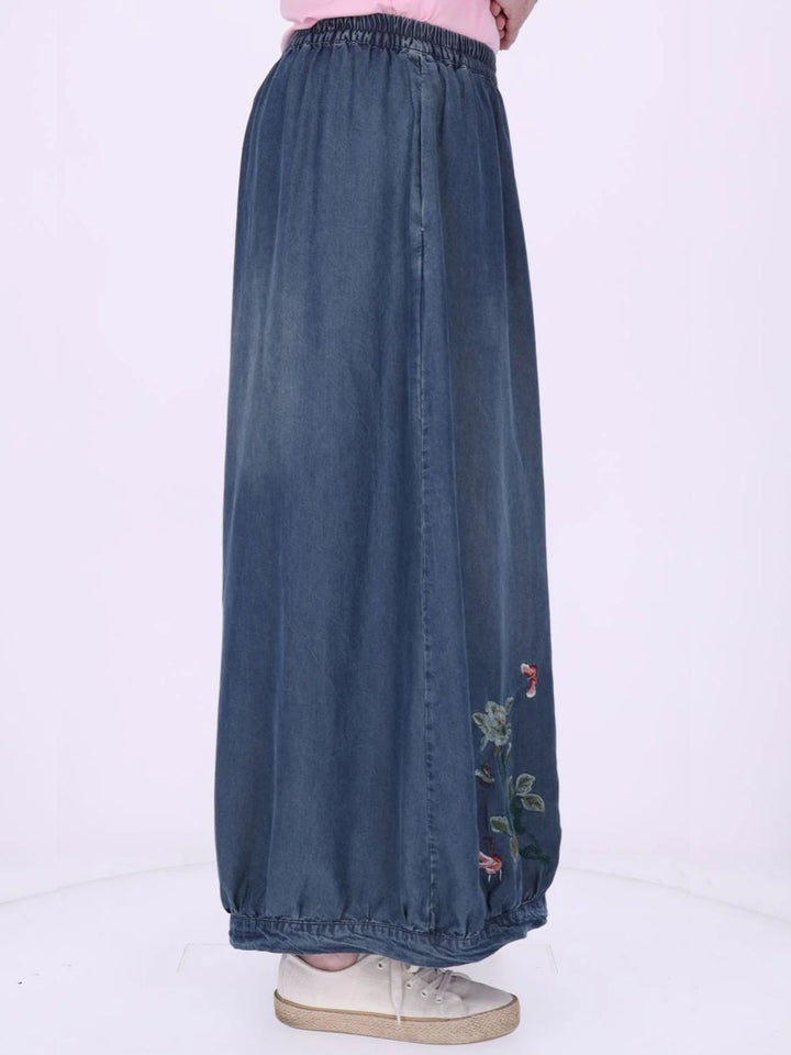 Jeans Damen 7/8 Culotte Stickerei