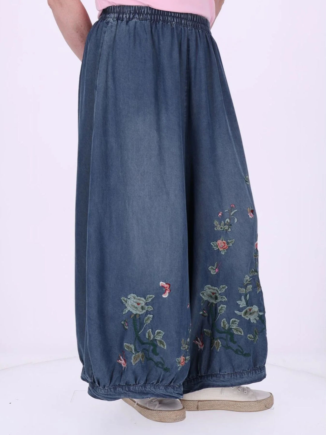 Jeans Damen 7/8 Culotte Stickerei