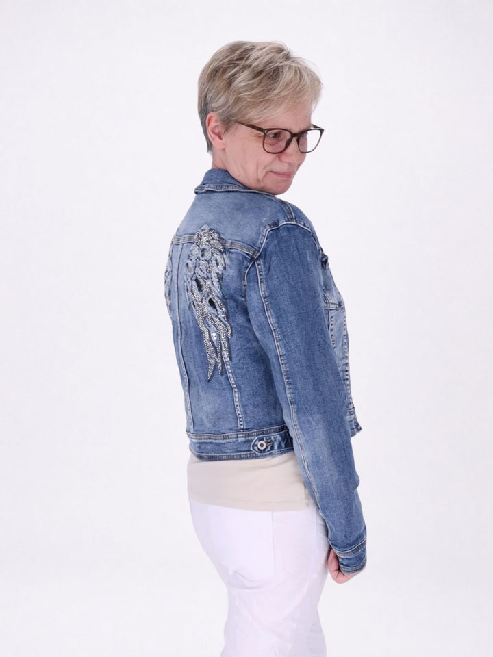 Jeansjacke Damen Rücken Engelsflügel