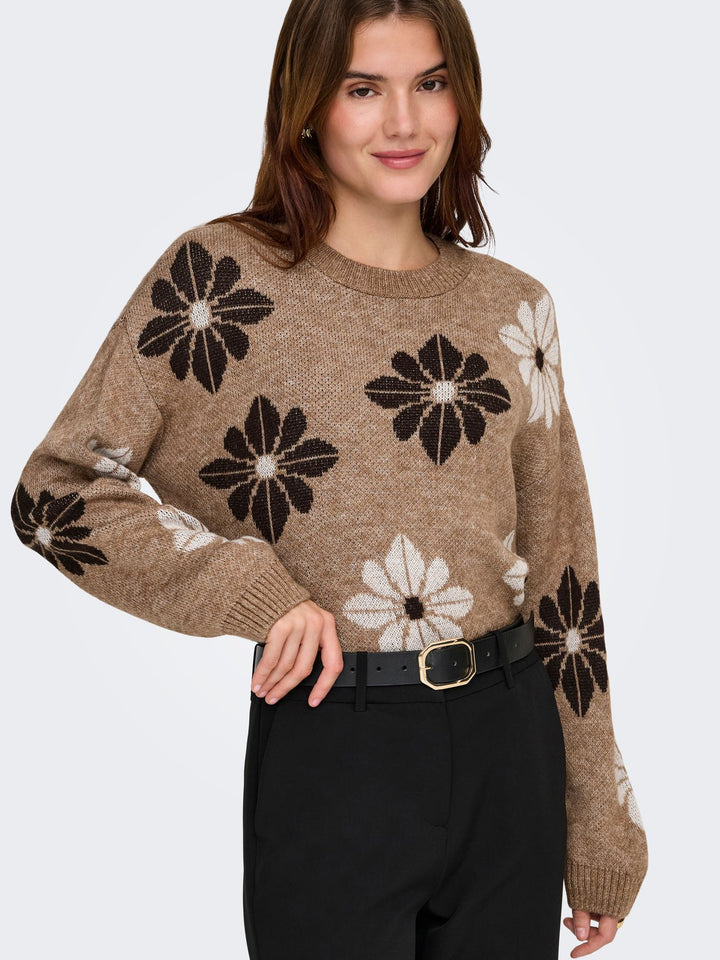 ONLFREESIA LS FLOWER O-NECK KNT NOO