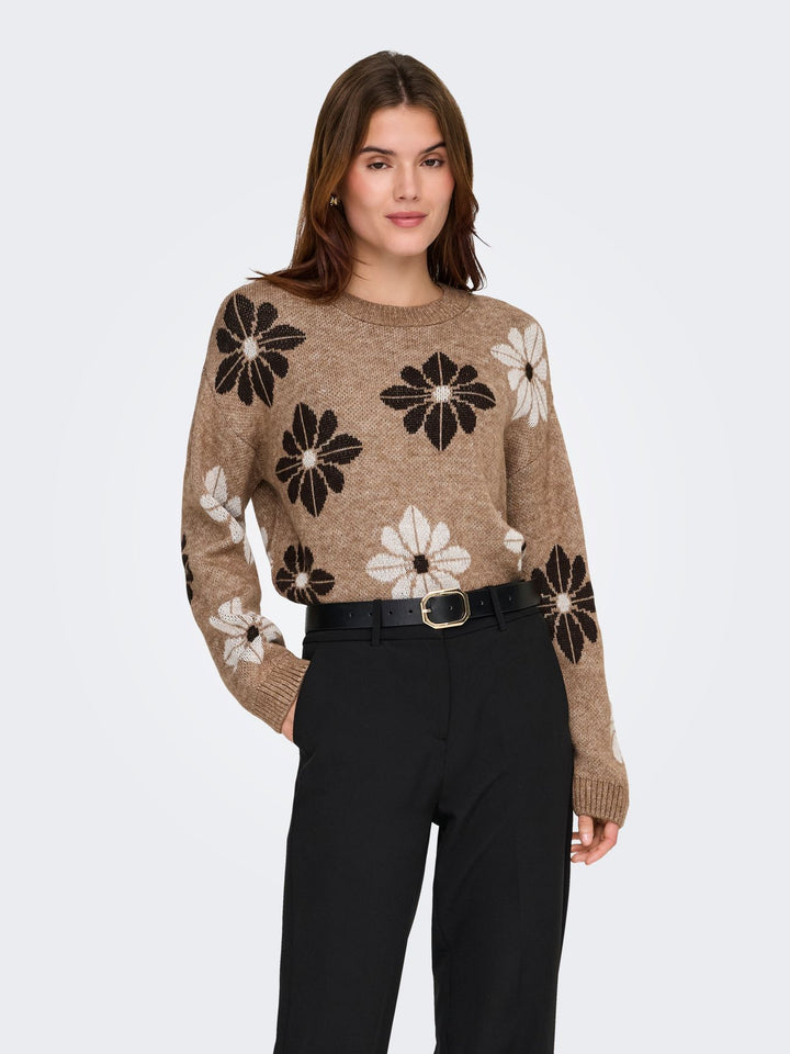 ONLFREESIA LS FLOWER O-NECK KNT NOO