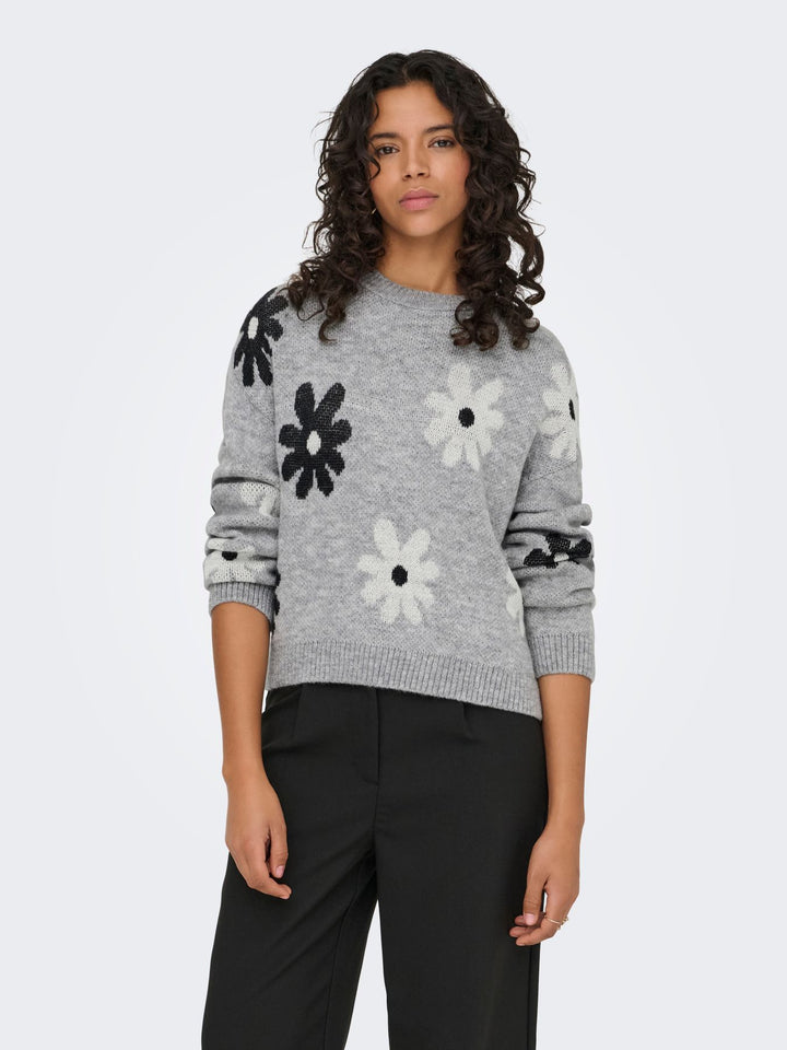 ONLFREESIA LS FLOWER O-NECK KNT NOO