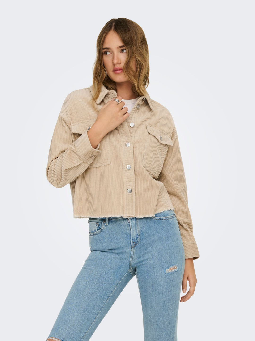 ONLMARINA-ENY L/S CORD JACKET PNT N Humus