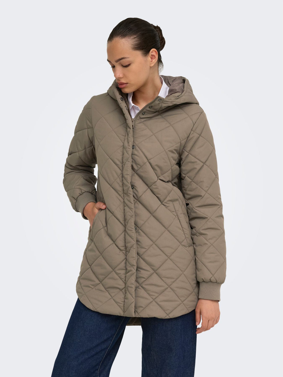 ONLJULIET QUILTED HOOD ZIP COAT OTW Walnut
