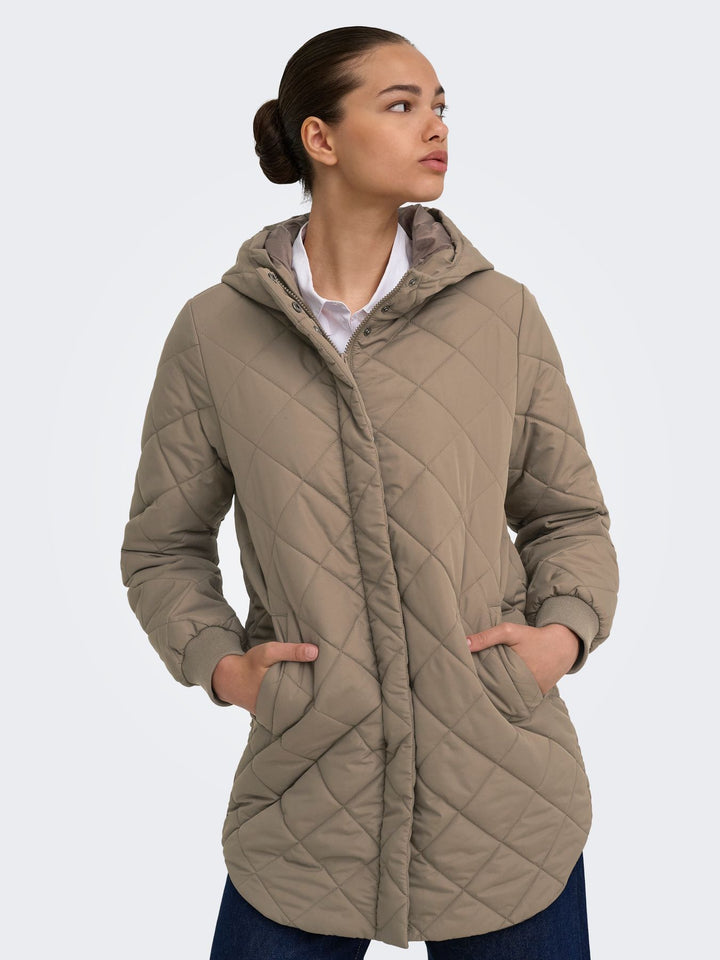 ONLJULIET QUILTED HOOD ZIP COAT OTW Walnut