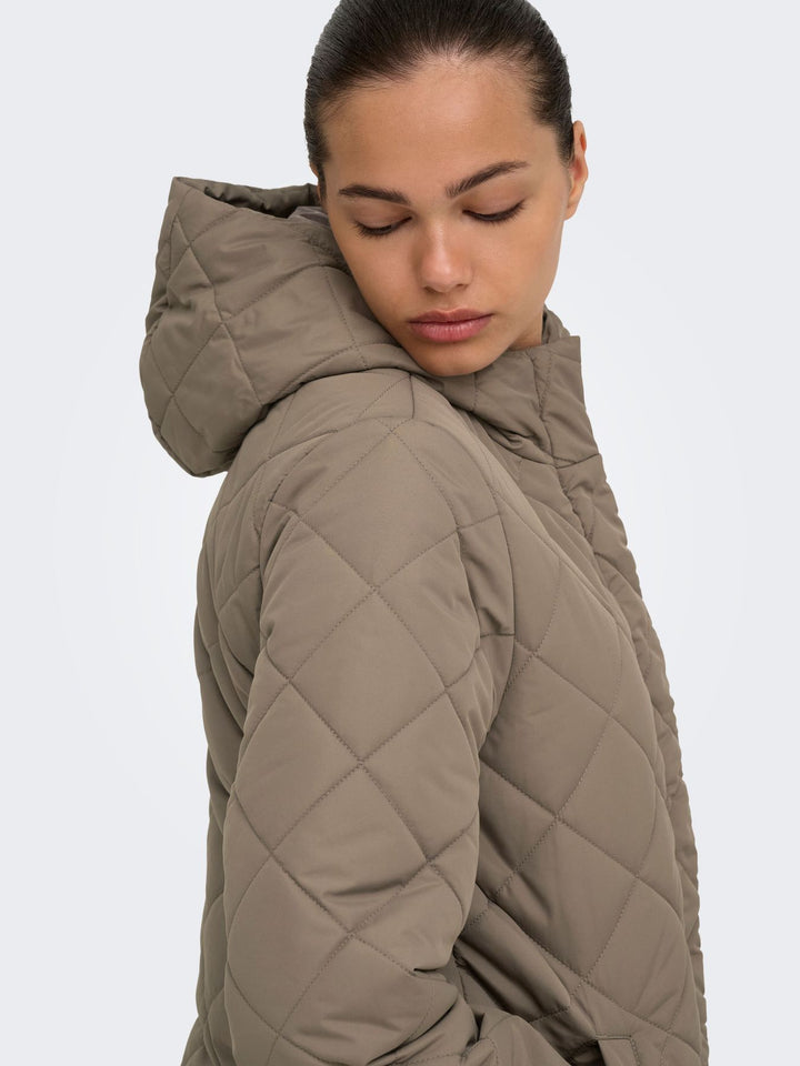 ONLJULIET QUILTED HOOD ZIP COAT OTW Walnut