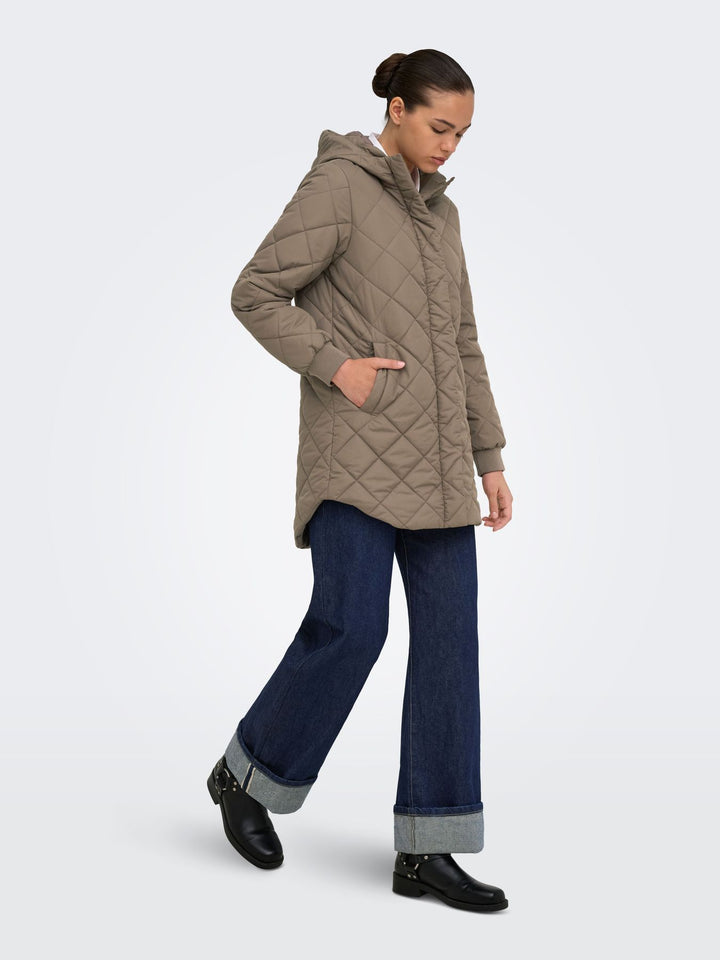 ONLJULIET QUILTED HOOD ZIP COAT OTW Walnut