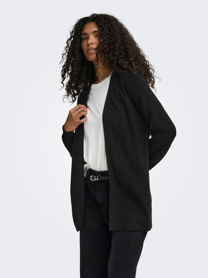 ONLMARY LS OPEN RIB CARDI KNT Black