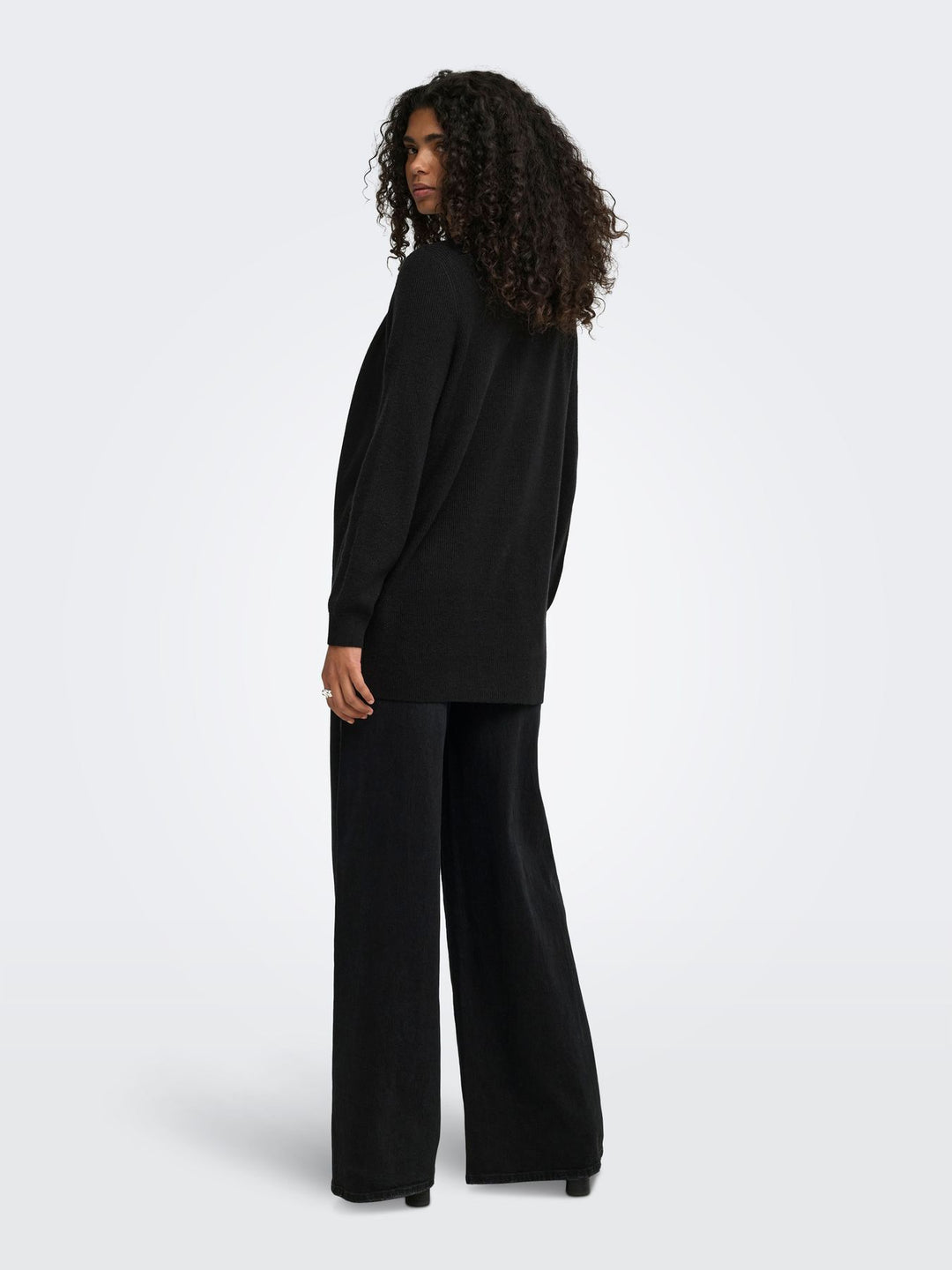 ONLMARY LS OPEN RIB CARDI KNT Black