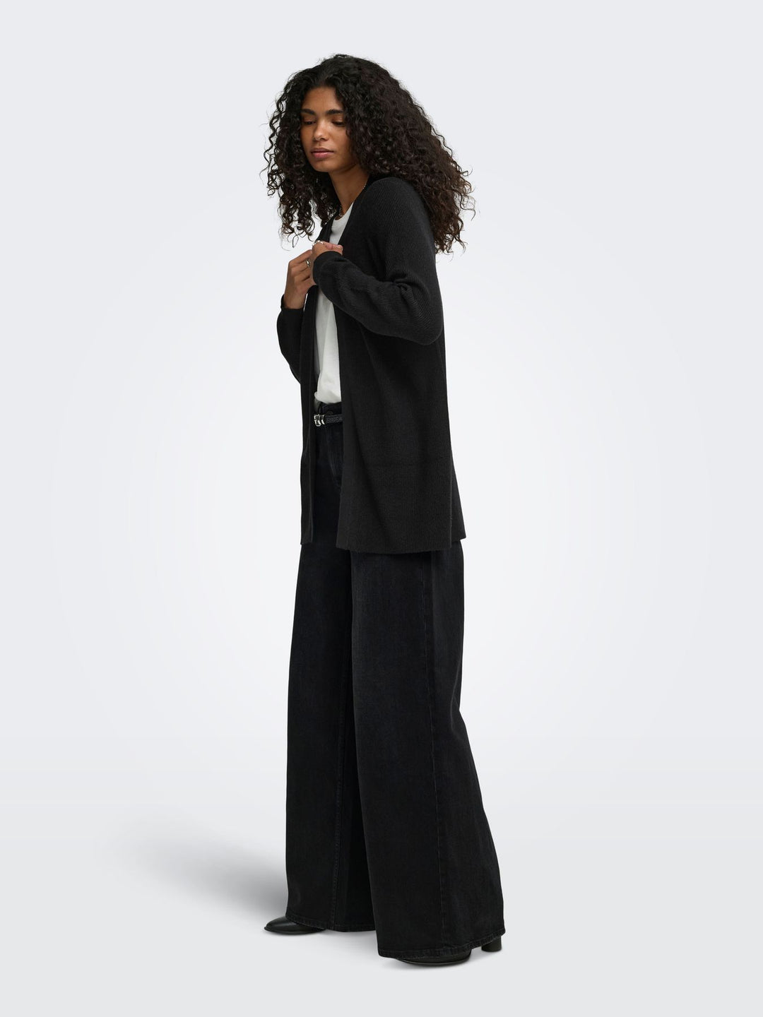 ONLMARY LS OPEN RIB CARDI KNT Black
