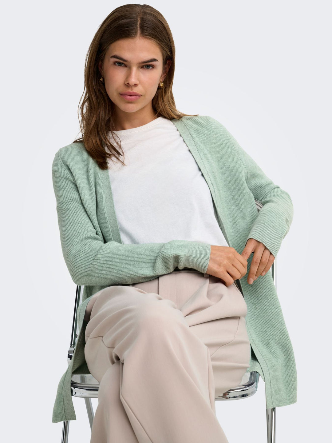 ONLMARY LS OPEN RIB CARDI KNT Jadeite
