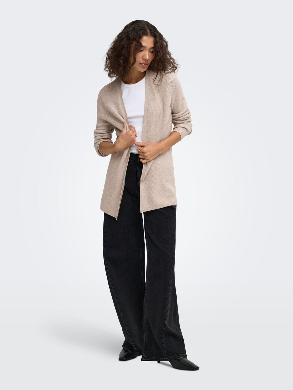 ONLMARY LS OPEN RIB CARDI KNT Mocha Meringue/Melange