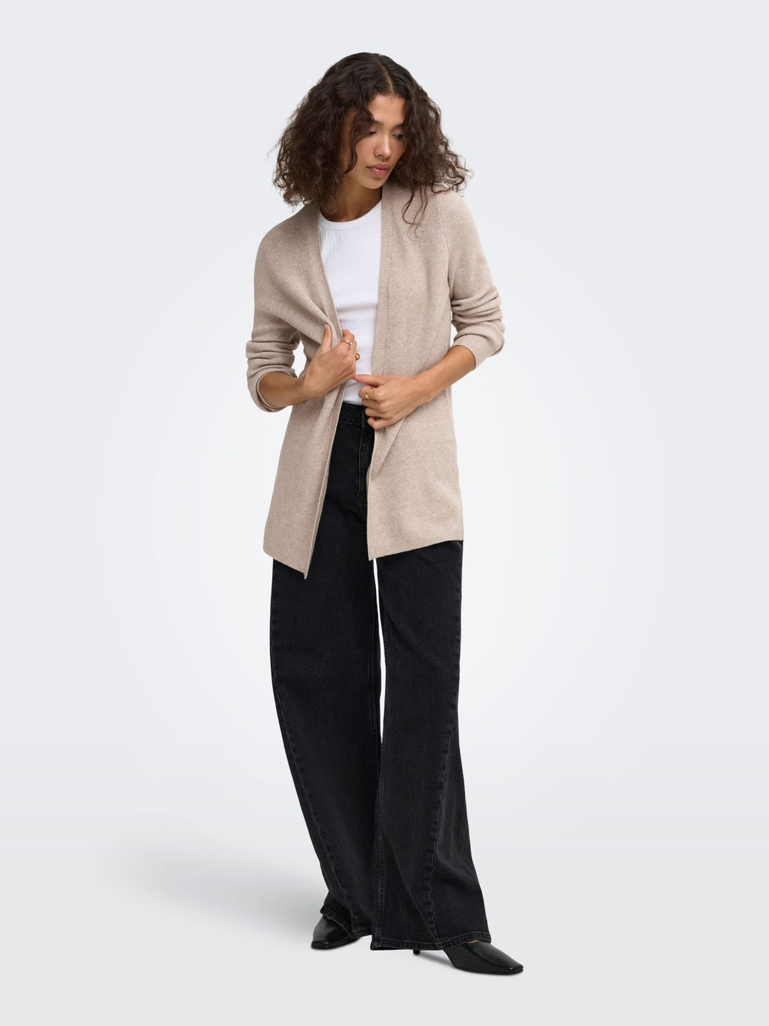 ONLMARY LS OPEN RIB CARDI KNT Mocha Meringue/Melange