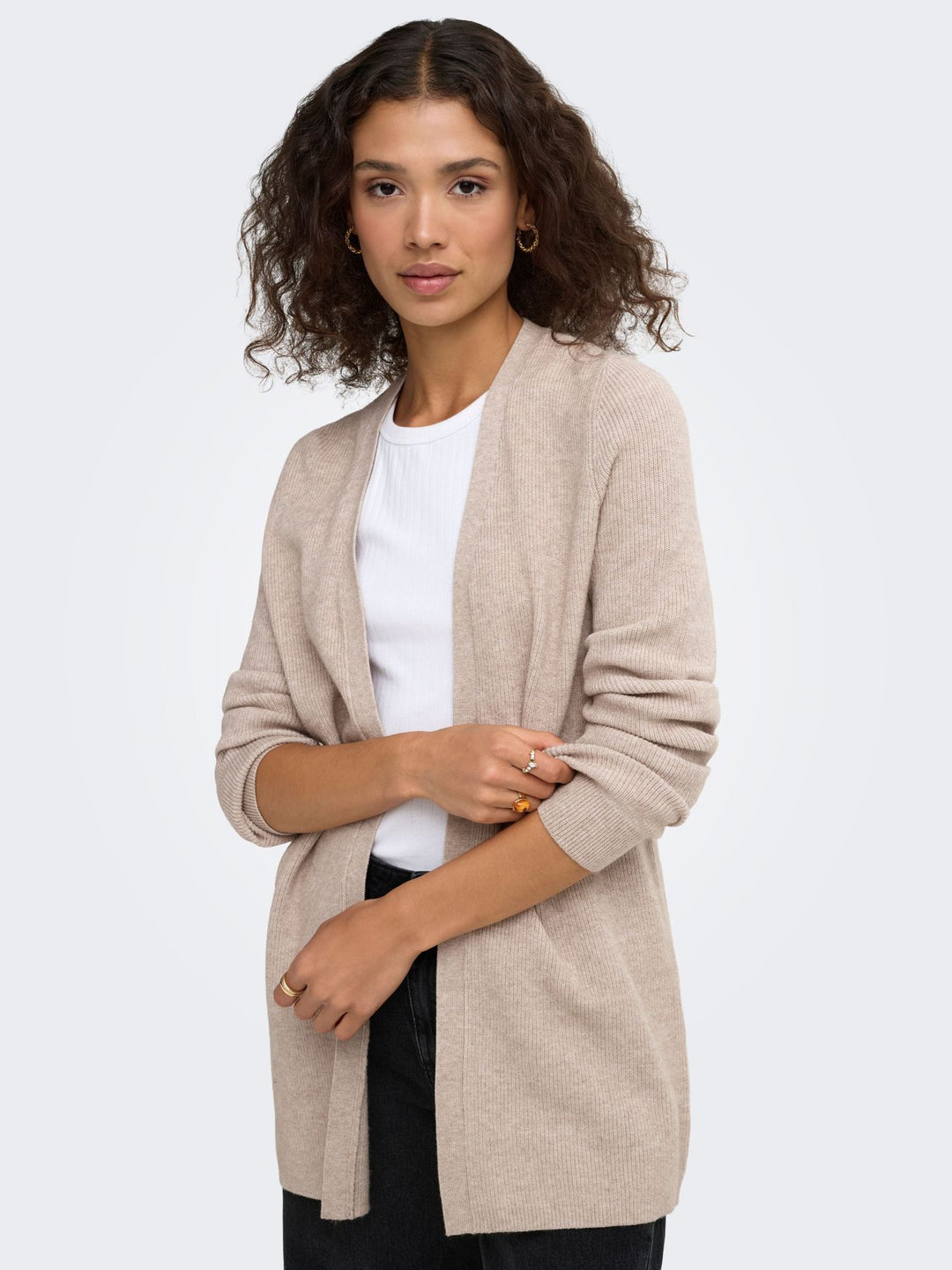 ONLMARY LS OPEN RIB CARDI KNT Mocha Meringue/Melange