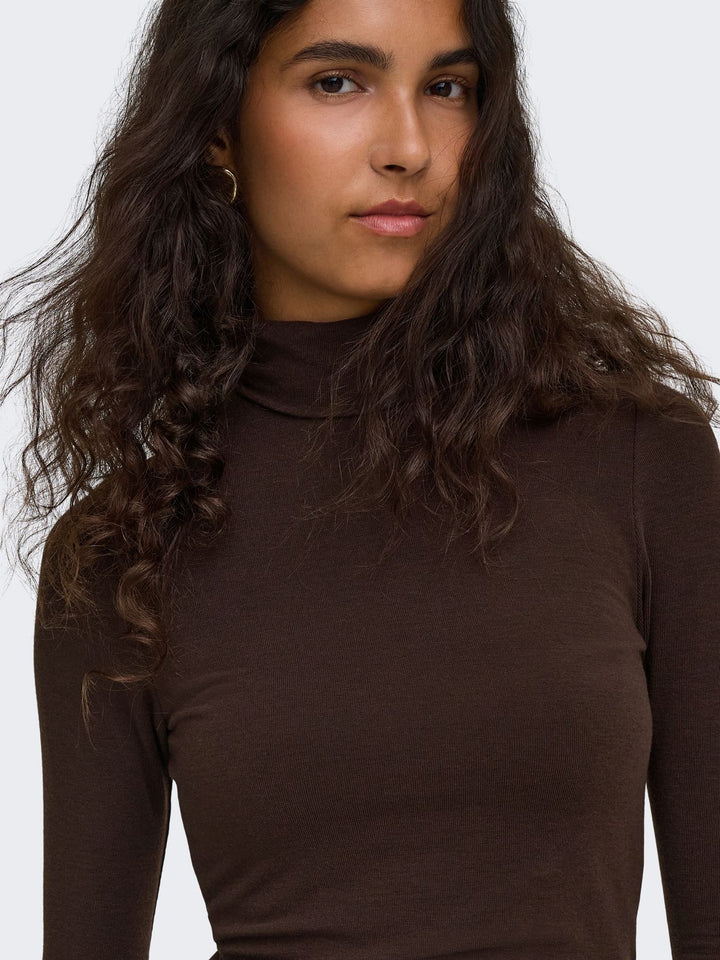 ONLGLAMOUR L/S ROLL-NECK TOP JRS NO Black Coffee