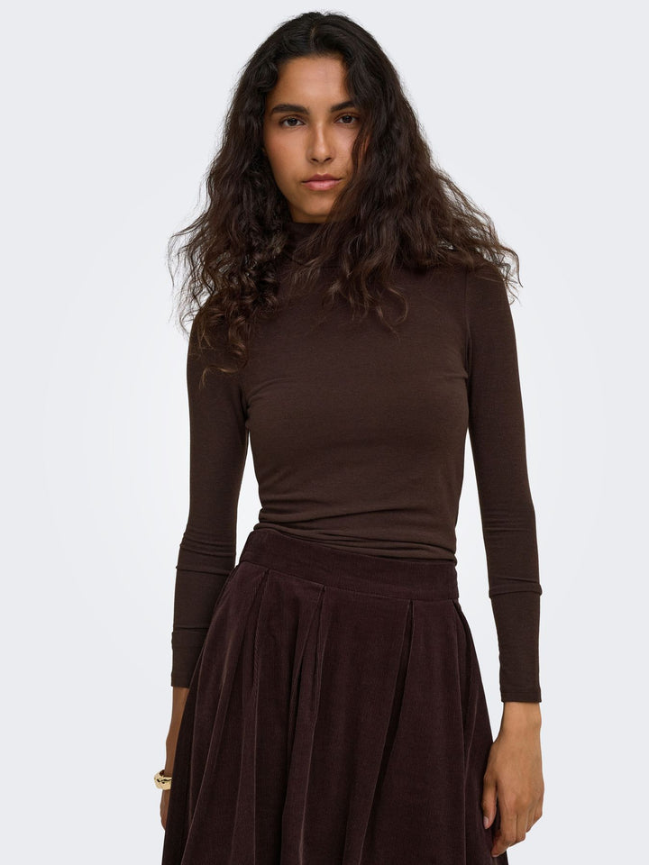 ONLGLAMOUR L/S ROLL-NECK TOP JRS NO Black Coffee