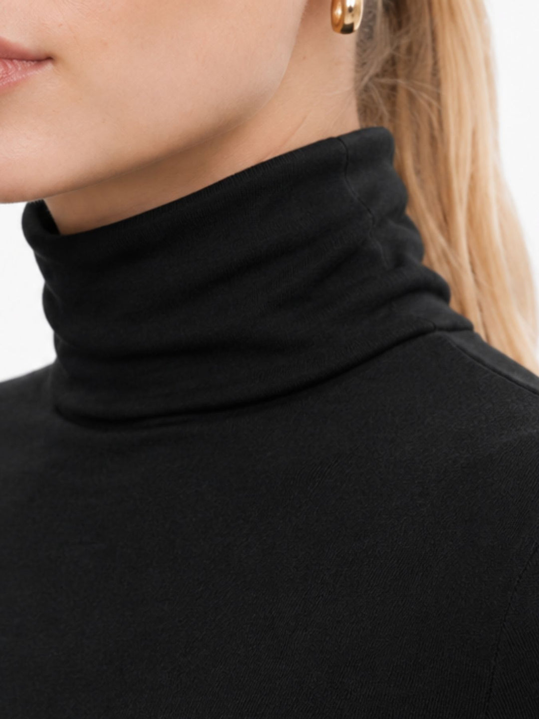 ONLGLAMOUR L/S ROLL-NECK TOP JRS NO Black