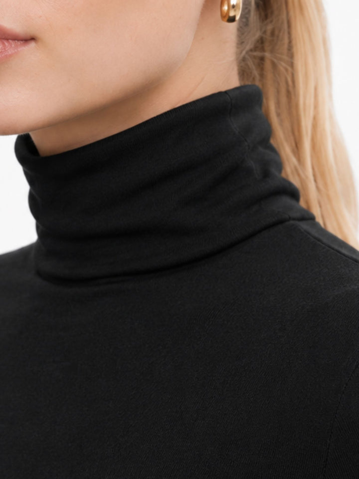 ONLGLAMOUR L/S ROLL-NECK TOP JRS NO Black