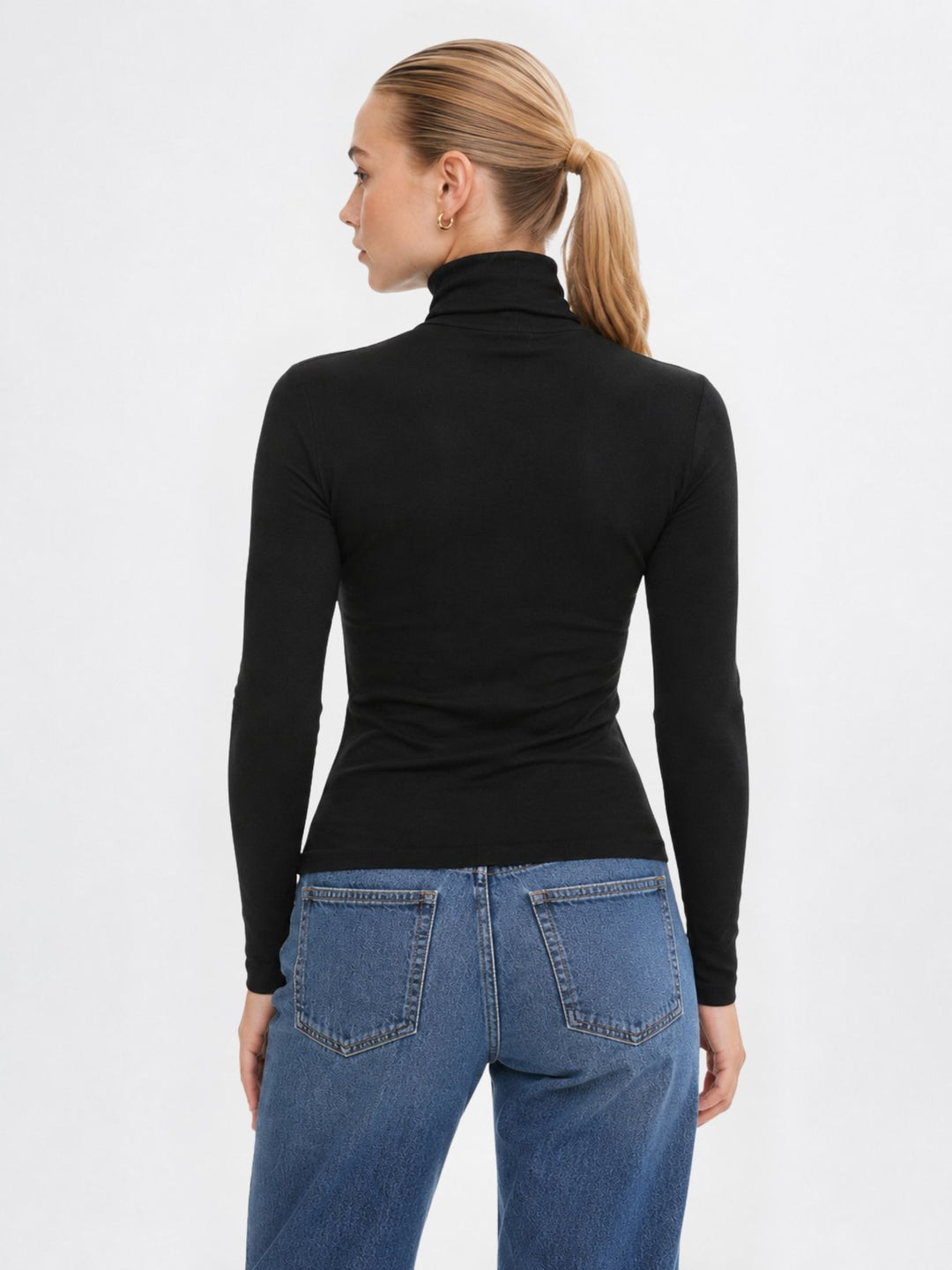 ONLGLAMOUR L/S ROLL-NECK TOP JRS NO Black