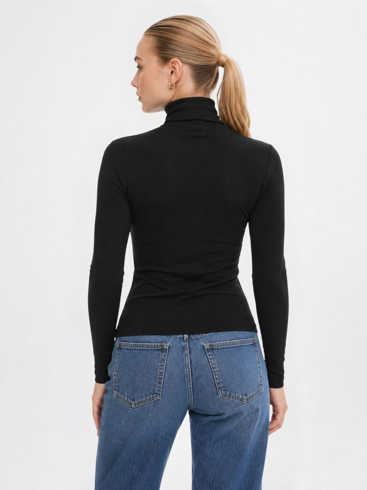 ONLGLAMOUR L/S ROLL-NECK TOP JRS NO Black