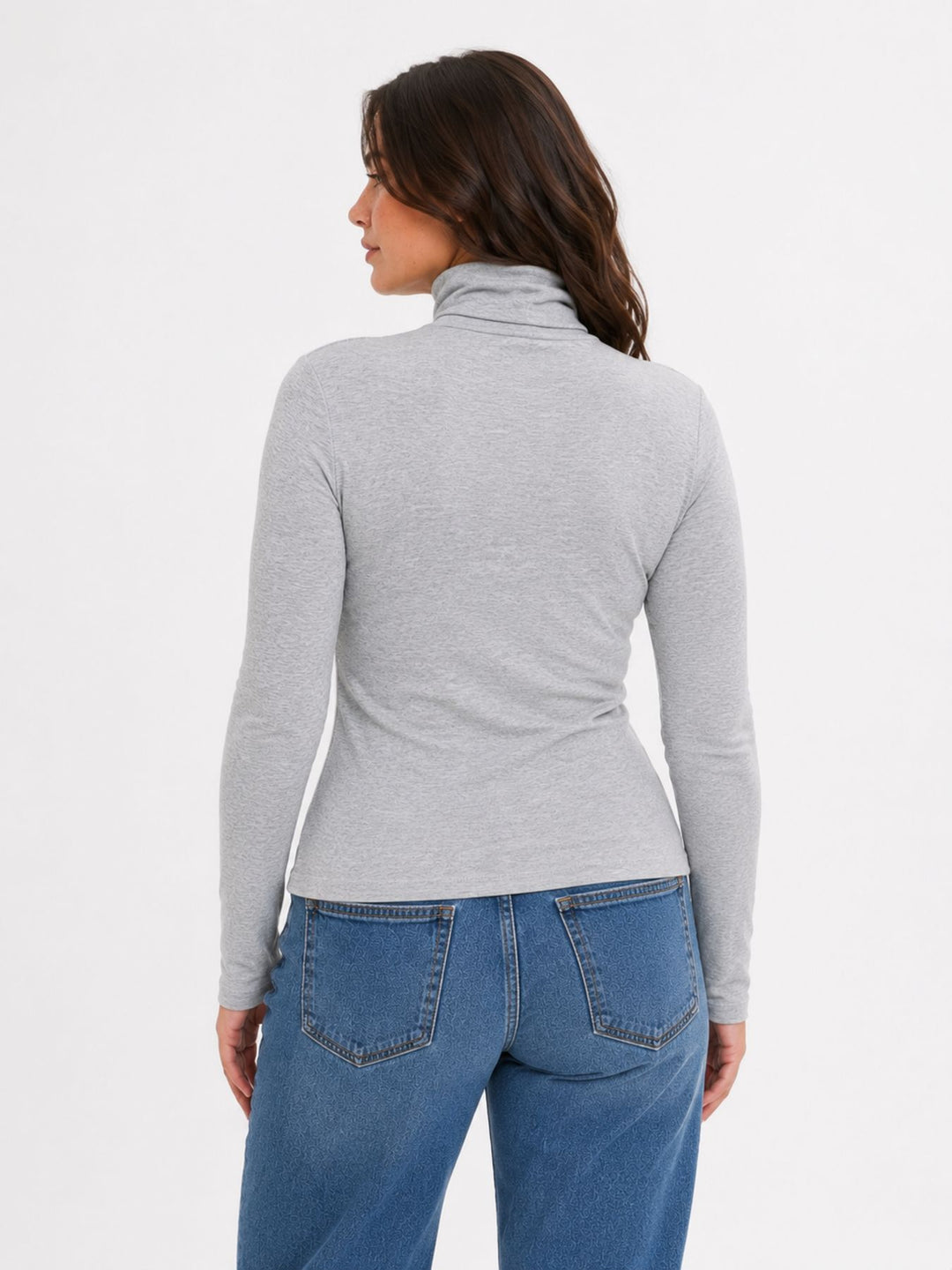ONLGLAMOUR L/S ROLL-NECK TOP JRS NO Light Grey Melange