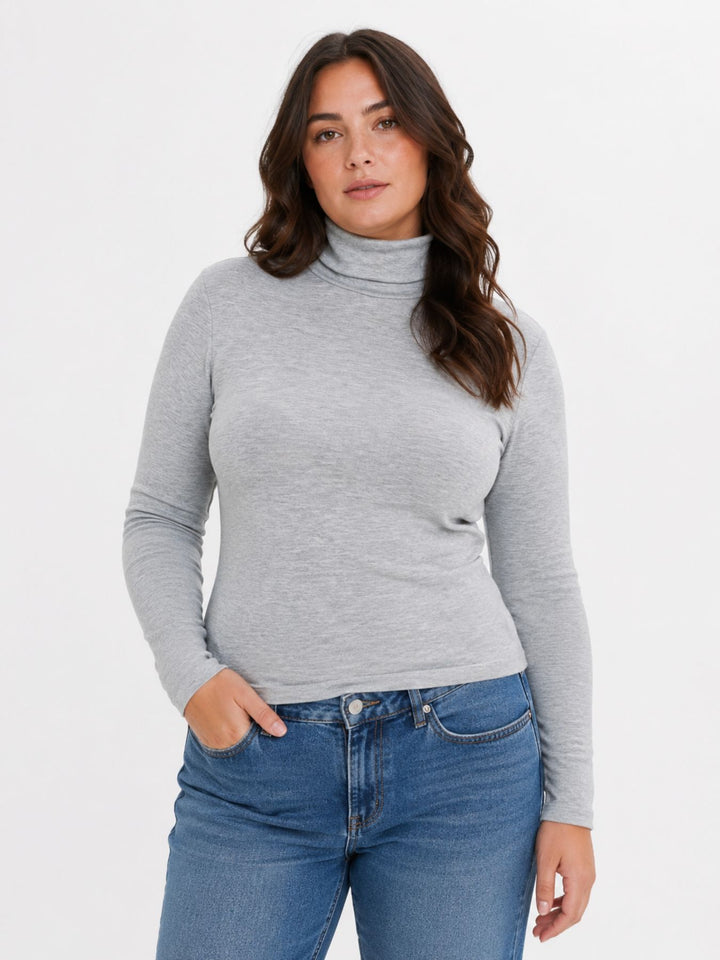 ONLGLAMOUR L/S ROLL-NECK TOP JRS NO Light Grey Melange