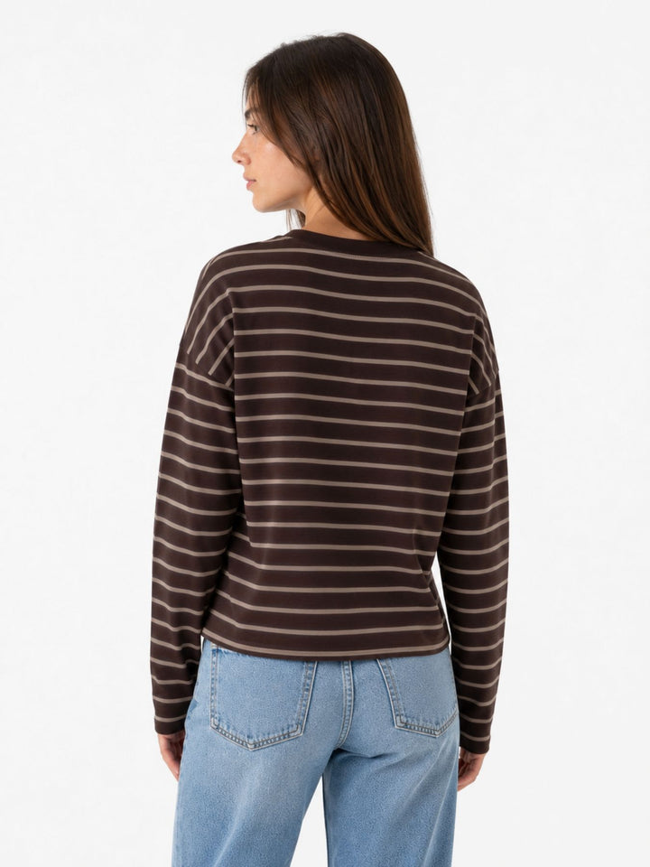 ONLHAPPY L/S O-NECK STRIPE TEE JRS Coffee Bean/Taupe gray lena