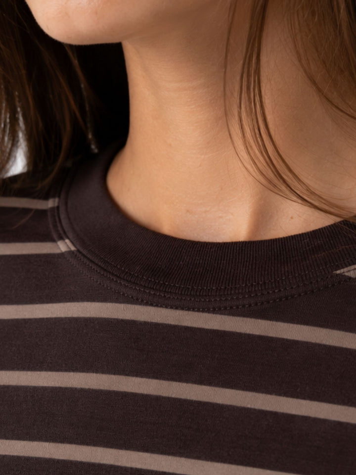 ONLHAPPY L/S O-NECK STRIPE TEE JRS Coffee Bean/Taupe gray lena
