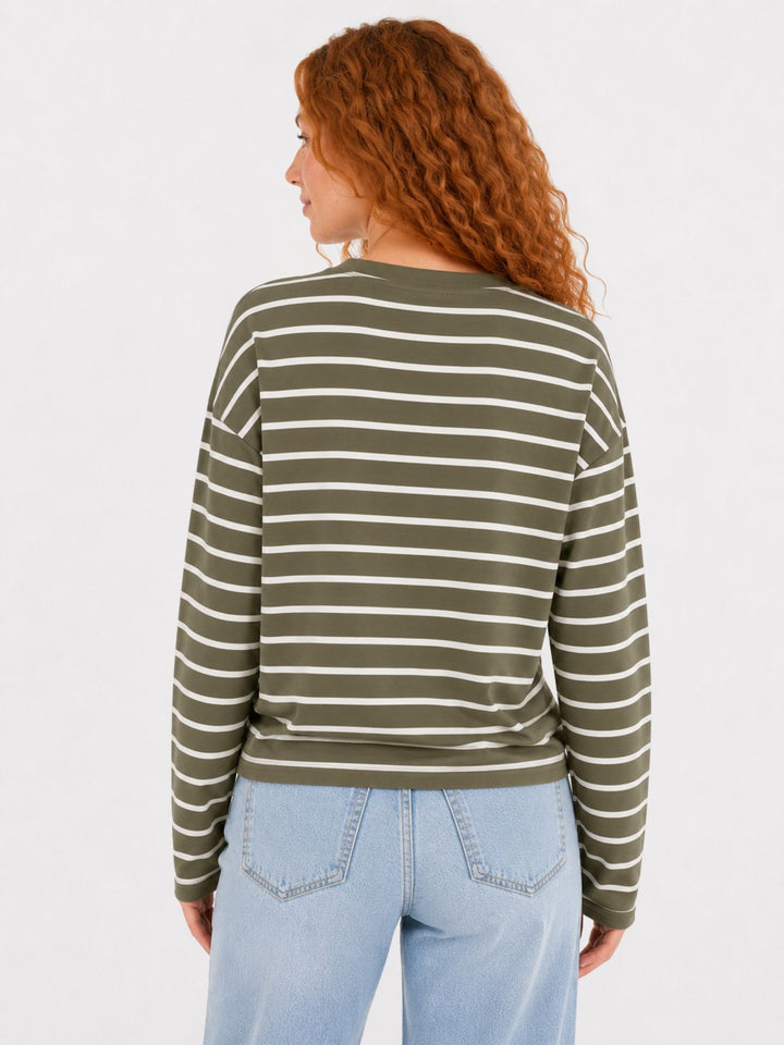 ONLHAPPY L/S O-NECK STRIPE TEE JRS Kalamata/Cloud dancer lena stripe