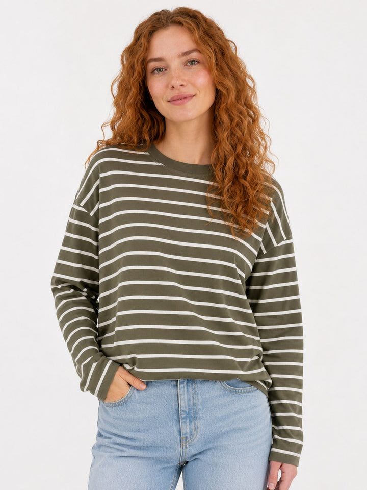 ONLHAPPY L/S O-NECK STRIPE TEE JRS Kalamata/Cloud dancer lena stripe