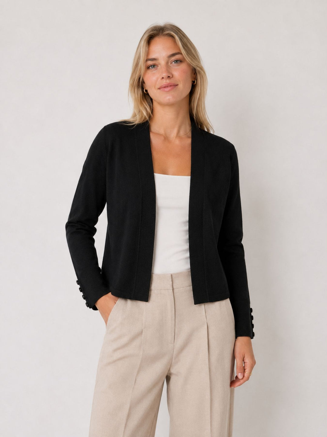 Strickjacke Damen Ärmel mit Knöpfe