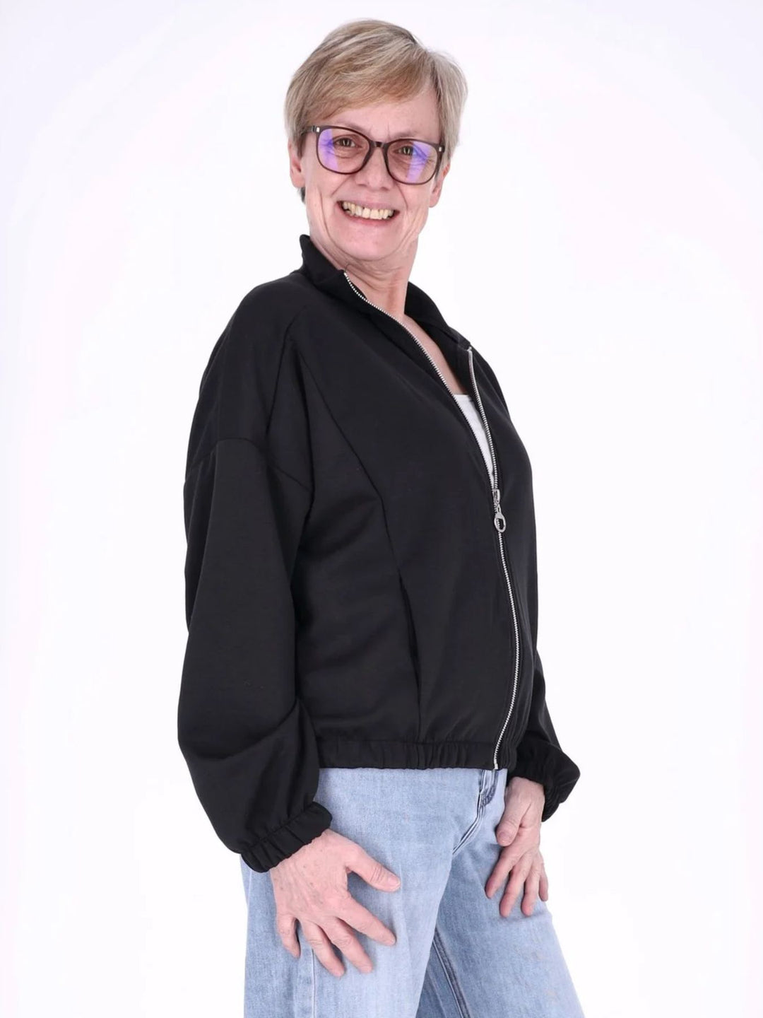 Jacke Damen Sweat Gummizug am Bund