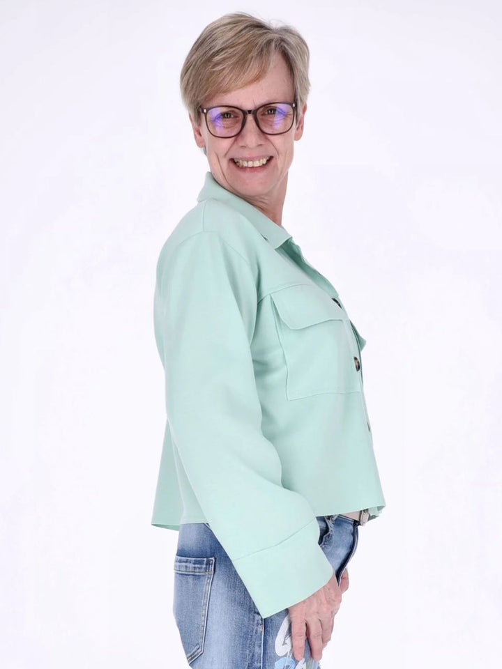 Sewatjacke Damen Hemdkragen Klapptaschen Knopfleiste