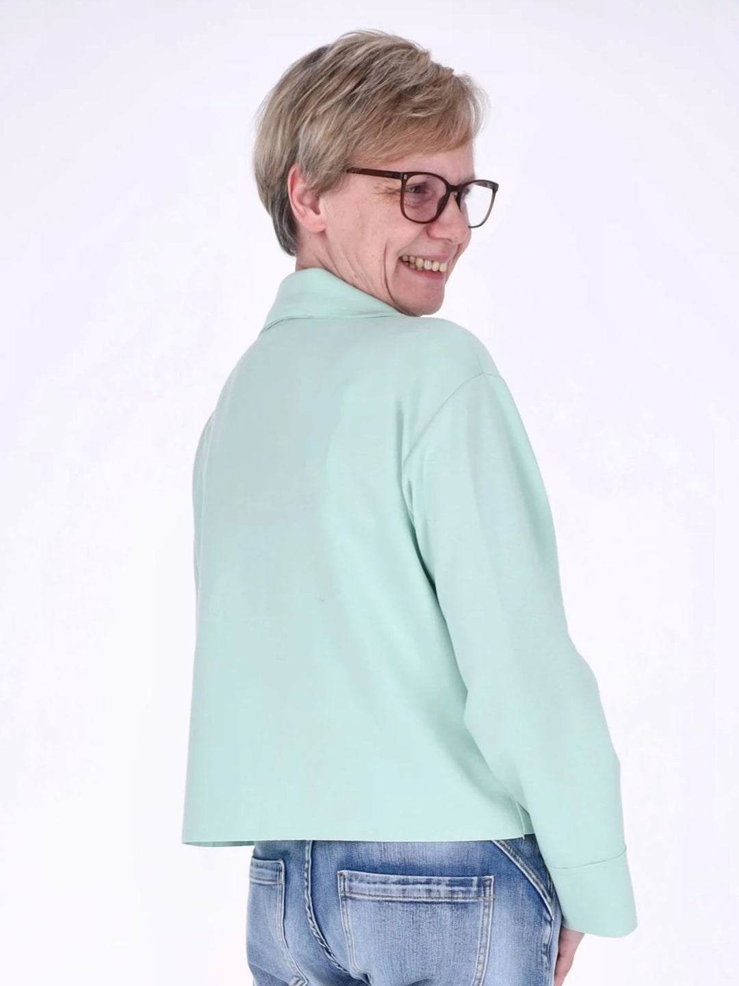 Sewatjacke Damen Hemdkragen Klapptaschen Knopfleiste